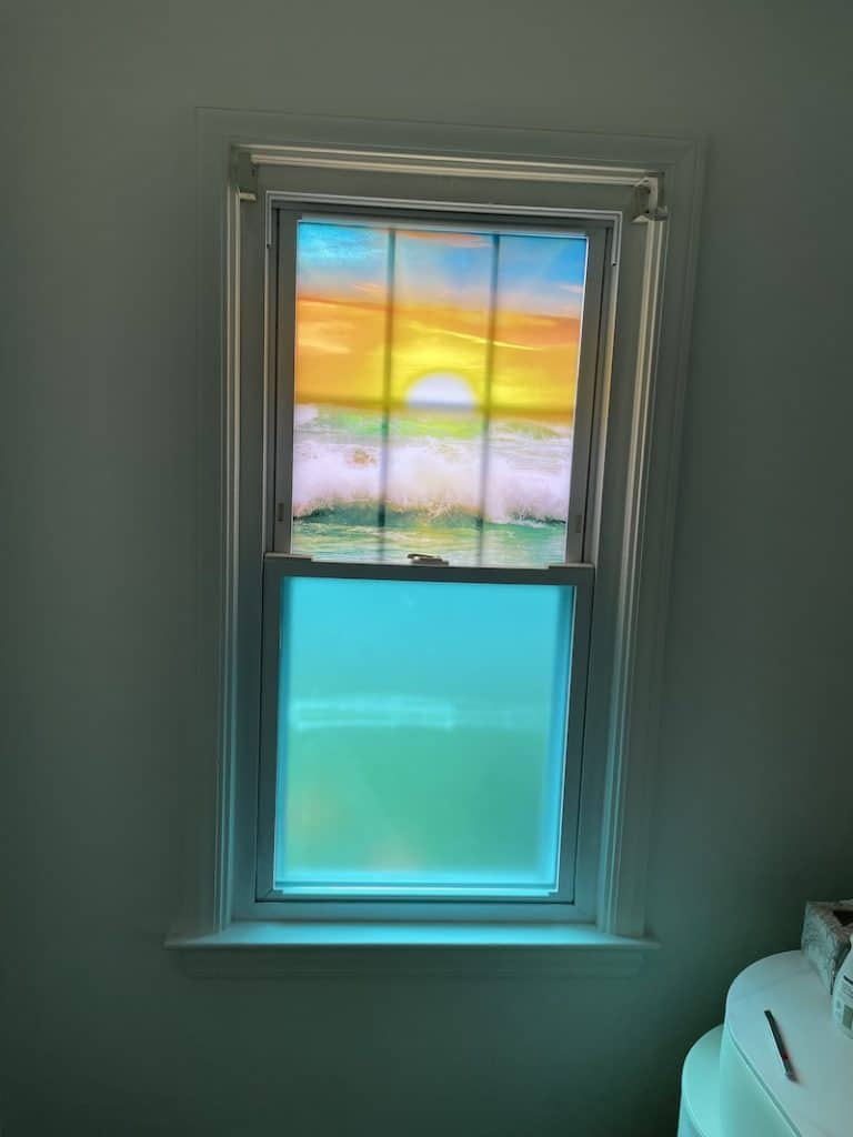 Window with sunset view decorative film.