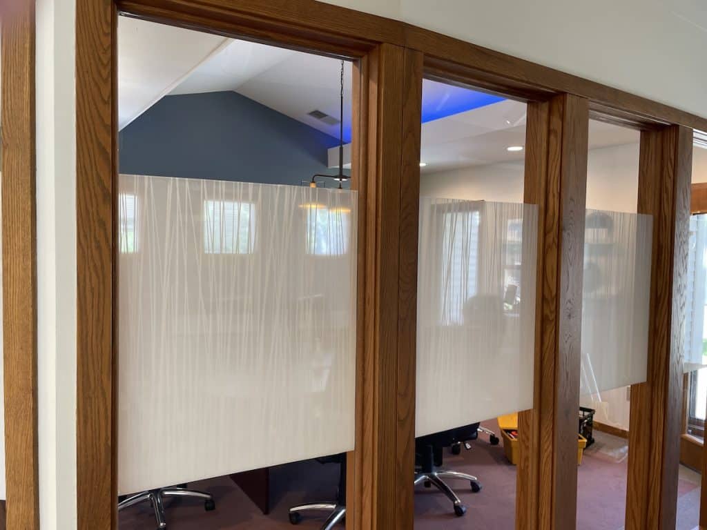 beach grass decorative window film installation in Kalamazoo