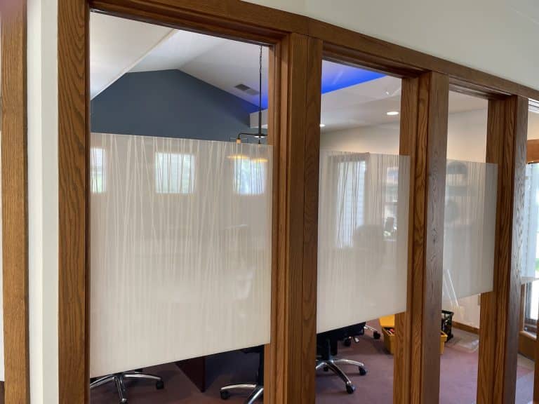 beach grass decorative window film installation in Kalamazoo