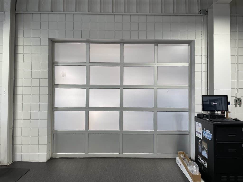 commercial garage door window film - after