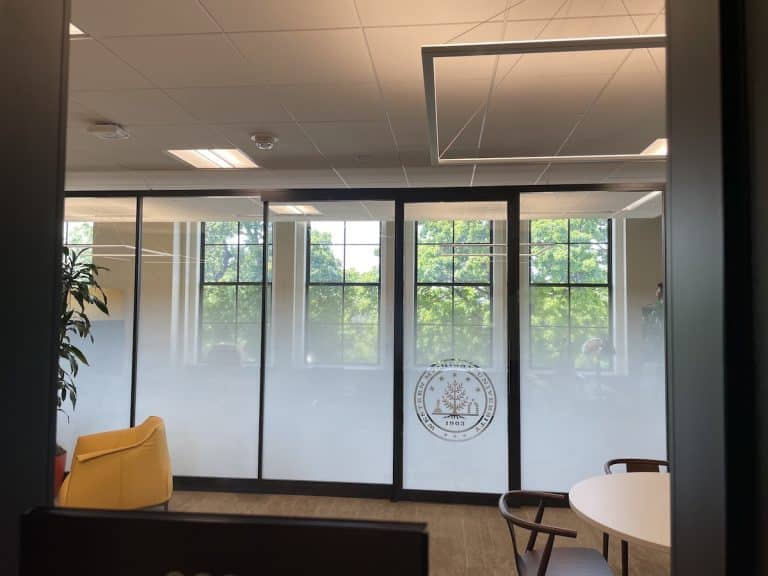 WMU alumni hall custom window frost