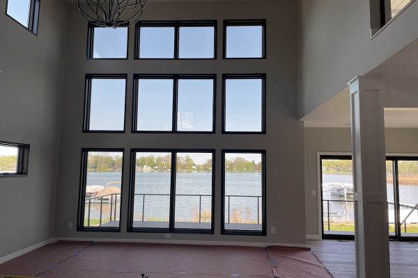 Reflective and private window film on new lake home in Michigan.