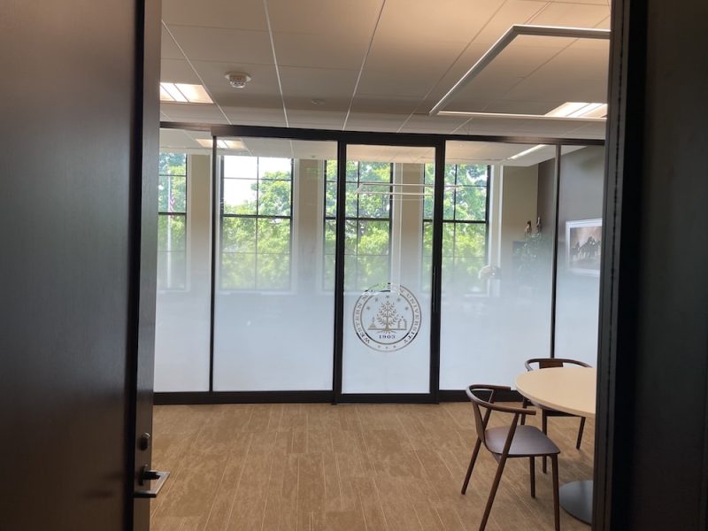 WMU frosted window with logo
